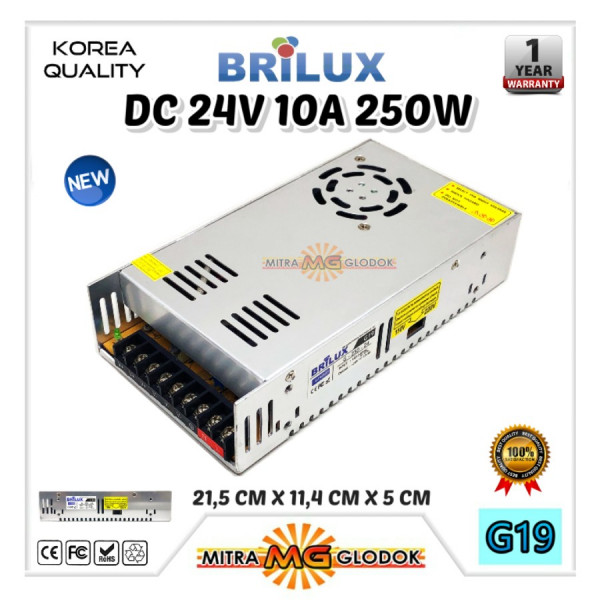 Power Supply Trafo Brilux DC 24V 10.4A | 250W (Super Quality) Power Supply Trafo Brilux DC 24V 10.4A | 250W (Super Quality)